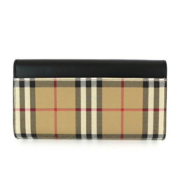 Burberry Halton Check Long Wallet with Coin Calf Black - Picture 4 of 5